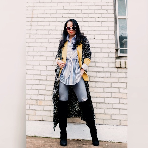 B&W Print Kimono Duster Cardigan - Picture 5 of 11